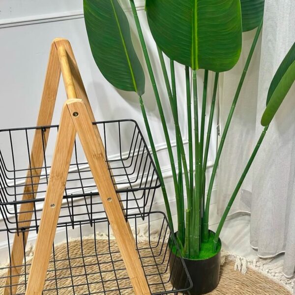 סל ירקות תלת-שכבתי משולב עץ וברזל