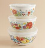 סט 3 קערות אמייל עם מכסה