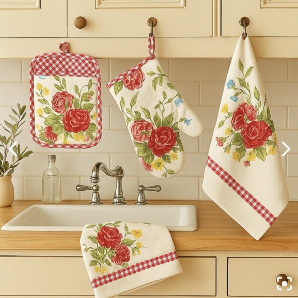 סט מטבח פרחוני בשלוש חלקים – Flowering Frontier