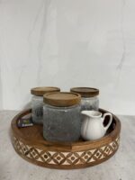 סט קופסאות זכוכית – 3 חלקים עם מגש עגול