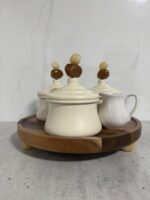 סט קופסאות מתכת – 3 חלקים עם מגש עגול