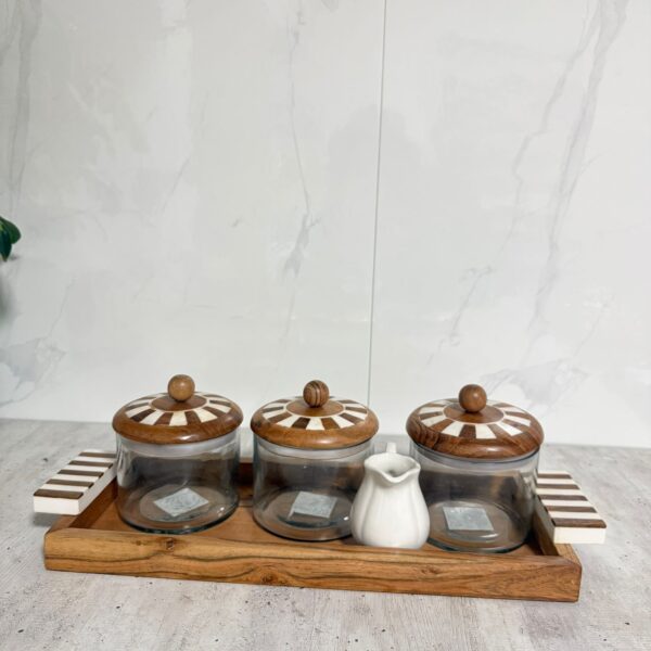 סט קופסאות סוכר – 3 חלקים עם מגש